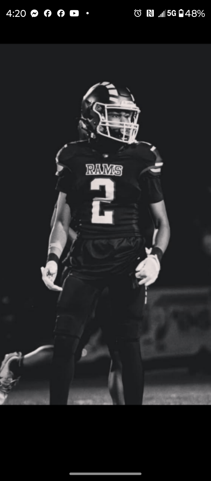 Collin Mason in his football uniform